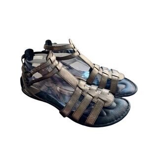 Born Bragg Sandal Pewter Metallic Leather Strappy Caged Women’s 10 Gladiator